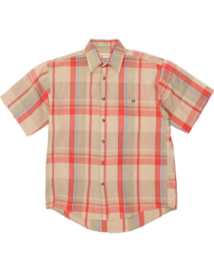 LONDON FOG Mens Short Sleeve Shirt Medium Red Check Cotton Vintage London Fog and Second-Hand London Fog from Messina Hembry 
