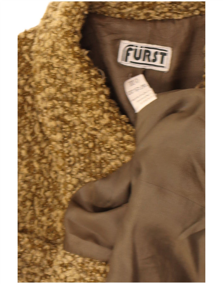 Винтажный женский пиджак на 4 пуговицах, Великобритания 14, средний цвет хаки, акрил в крапинку