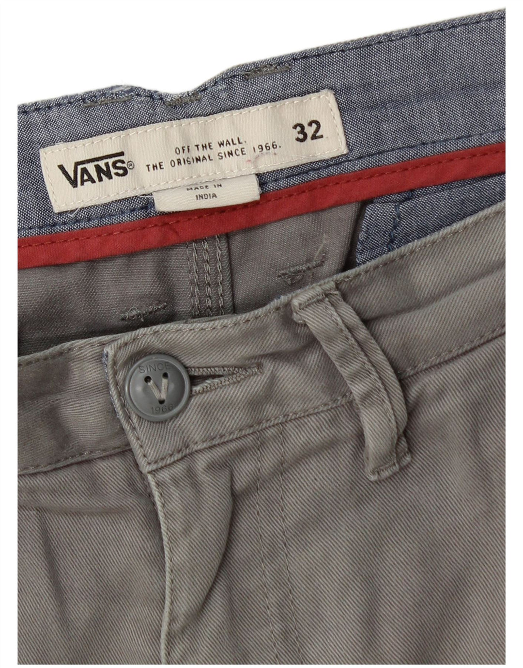 Мужские шорты чинос Vans W32 среднего серого цвета, хлопок