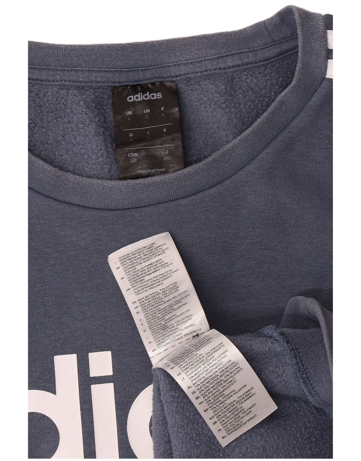 ADIDAS Mens Graphic Sweatshirt Jumper Large Blue Cotton