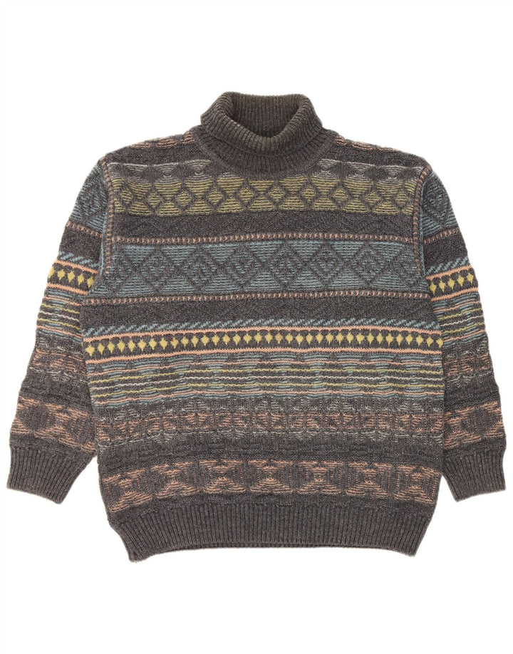 Мужской джемпер Gilberto IT 56 2XL, серый шерстяной с геометрическим рисунком