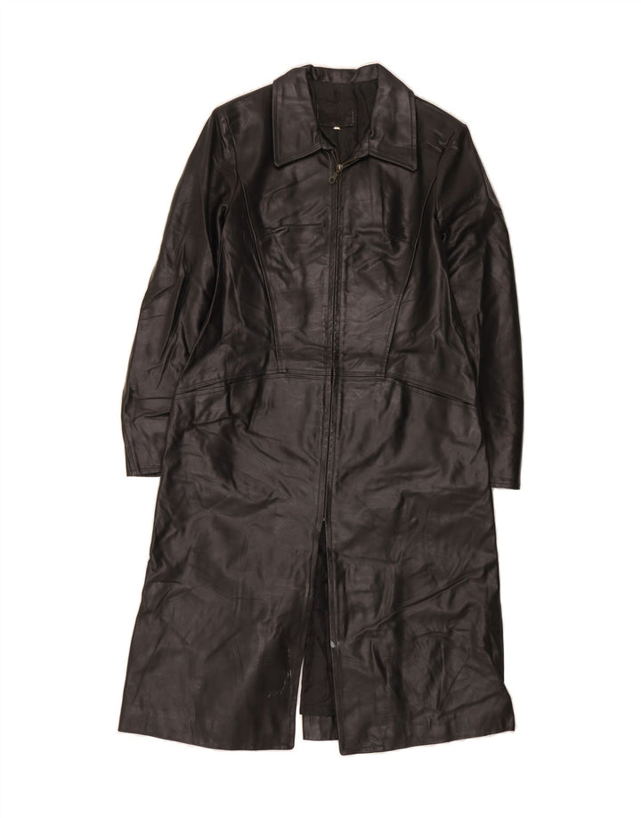 VINTAGE Womens Leather Coat IT 48 XL Black Leather Vintage Vintage and Second-Hand Vintage from Messina Hembry 