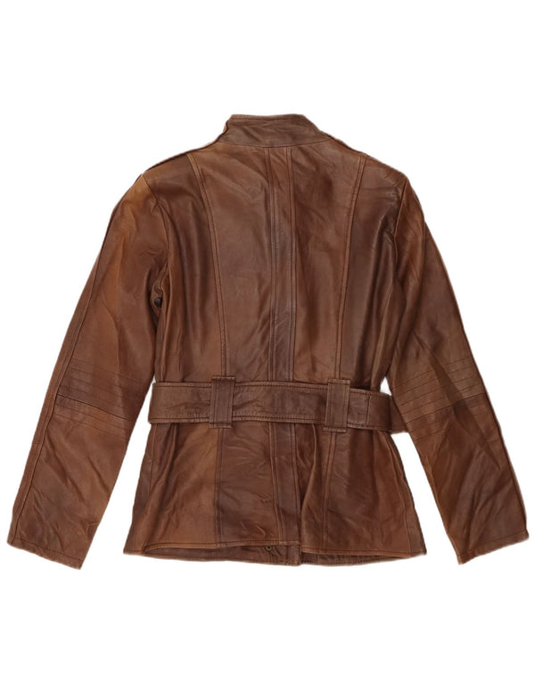 Женская кожаная куртка Zara UK 14, большая коричневая кожа