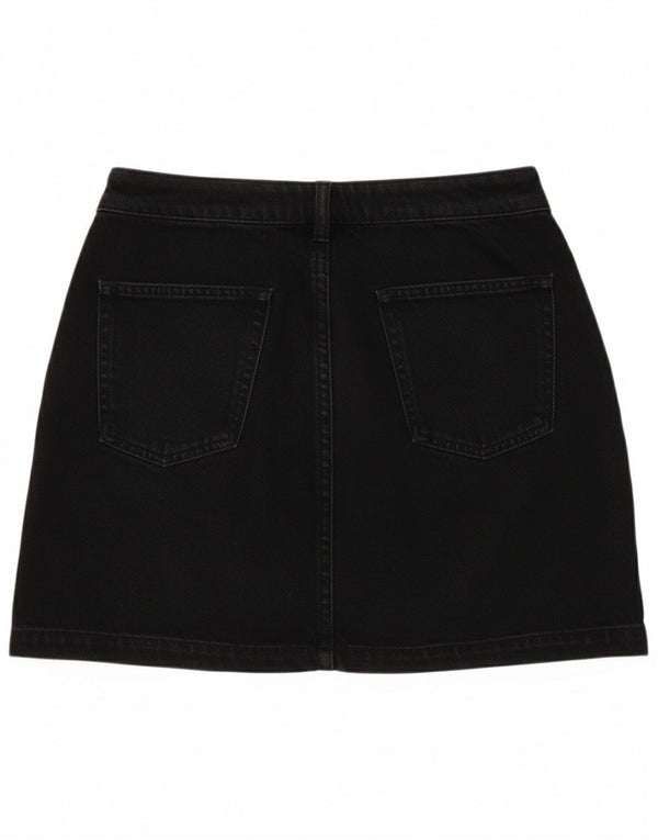 Topshop Женская мини-джинсовая юбка EU 34 XS W25, черная, хлопок с цветочным принтом