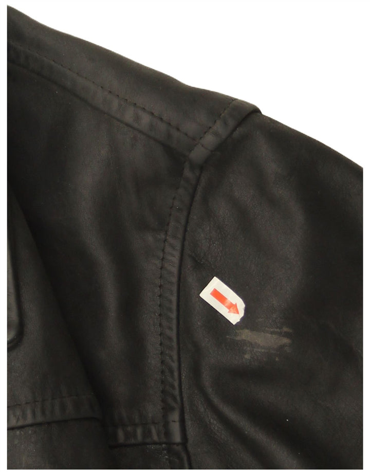 Винтажная мужская кожаная куртка IT 46 маленькая черная кожа