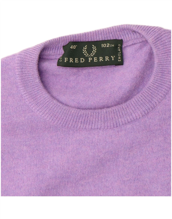 Женский джемпер с круглым вырезом Fred Perry, средний фиолетовый шерстяной свитер