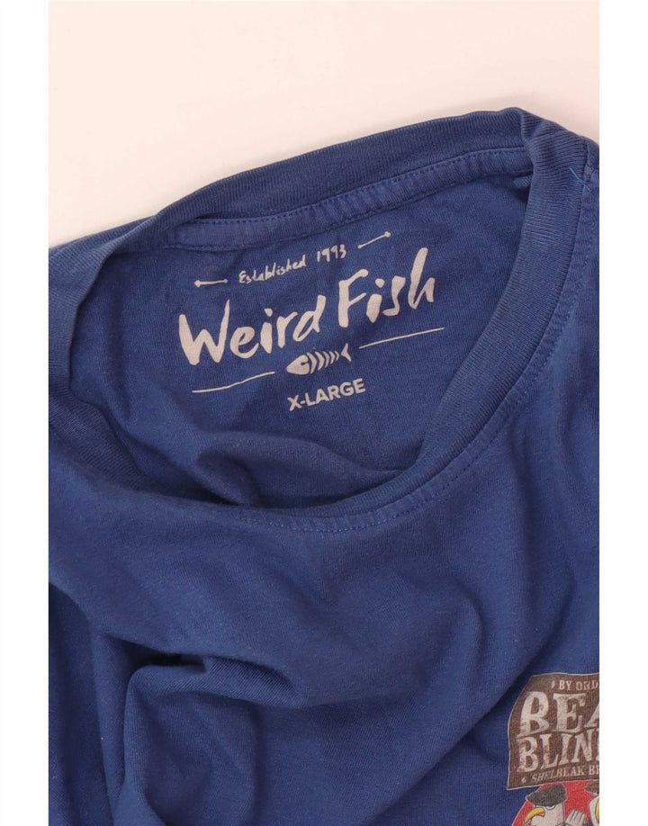 Мужская футболка с рисунком Weird Fish, XL, синяя