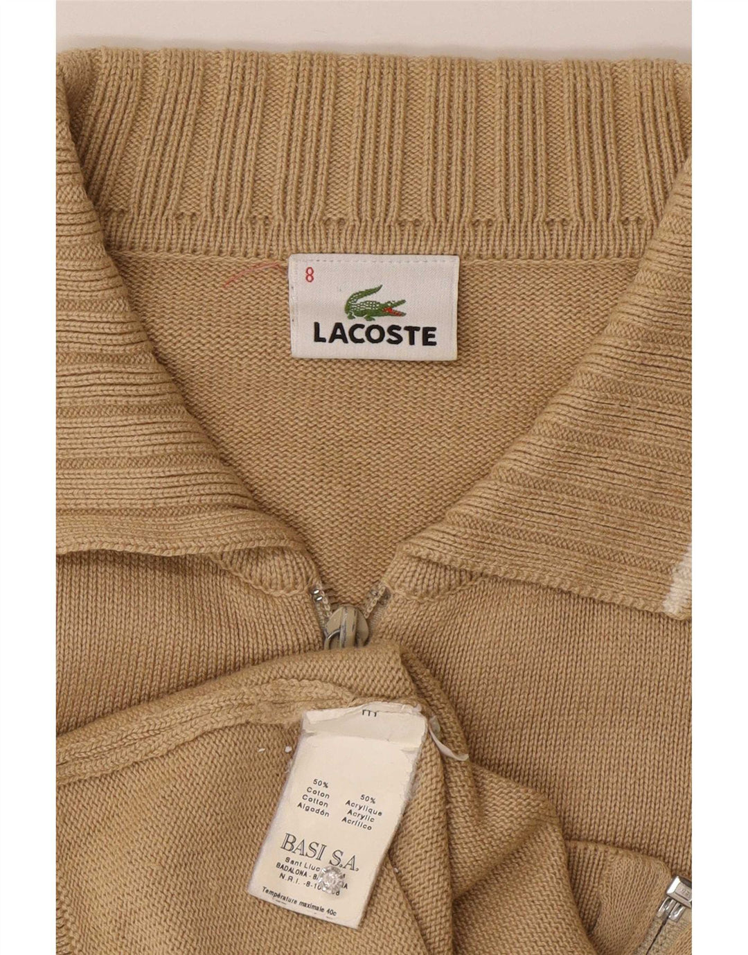 Мужской кардиган Lacoste, размер 8, 3XL, бежевый, хлопок