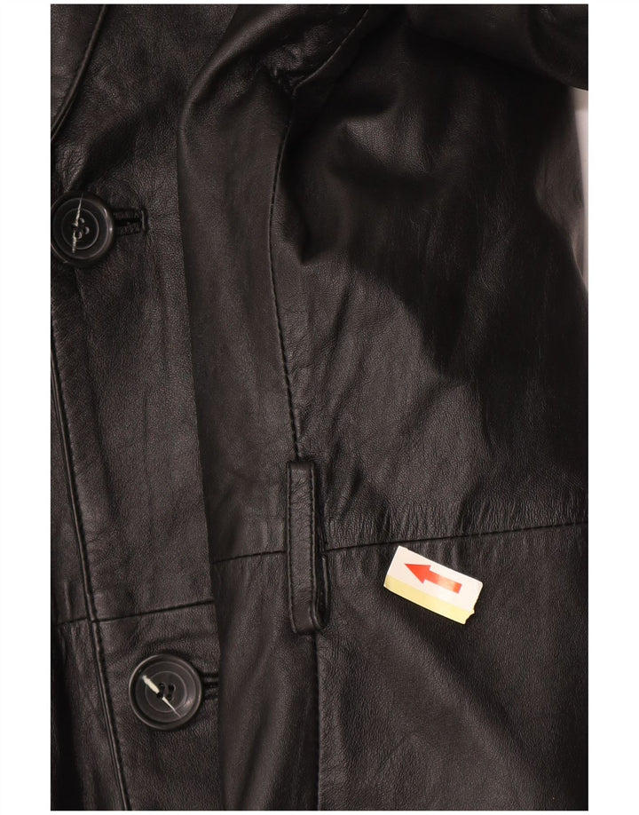 Мужское кожаное пальто EU 50, большое черное кожаное