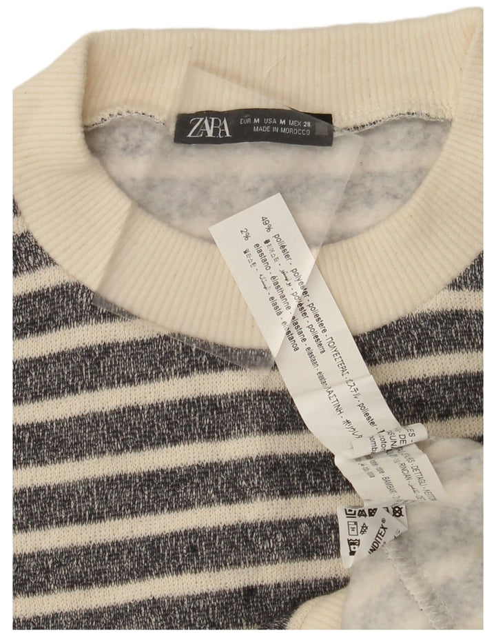 Женский джемпер с круглым вырезом ZARA UK 14, средний полиэстер в черную полоску