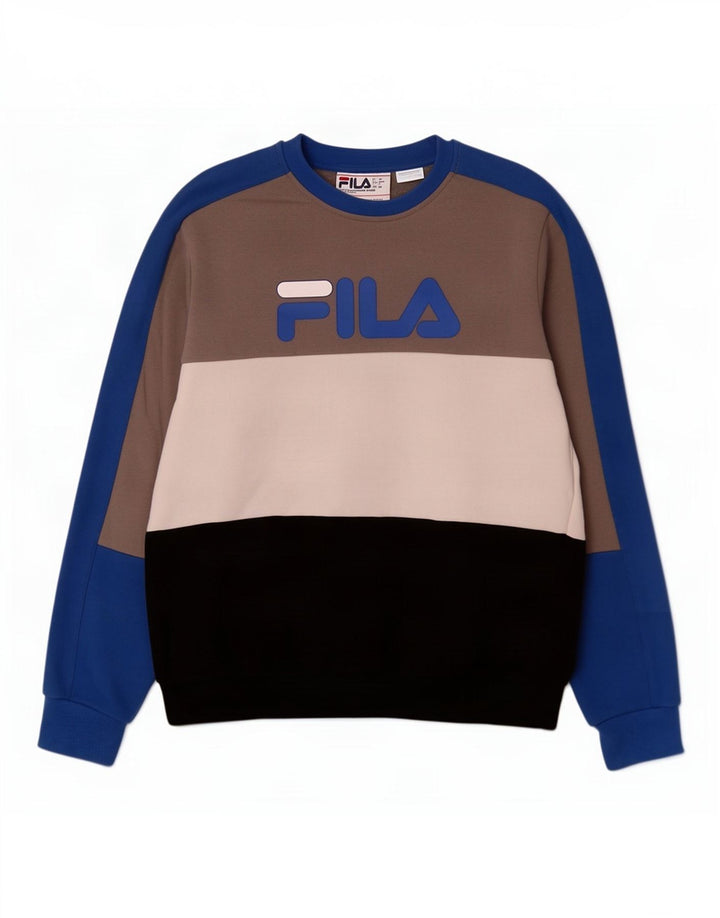 Fila Мужской свитшот с графическим рисунком, маленький разноцветный хлопковый джемпер с цветными блоками