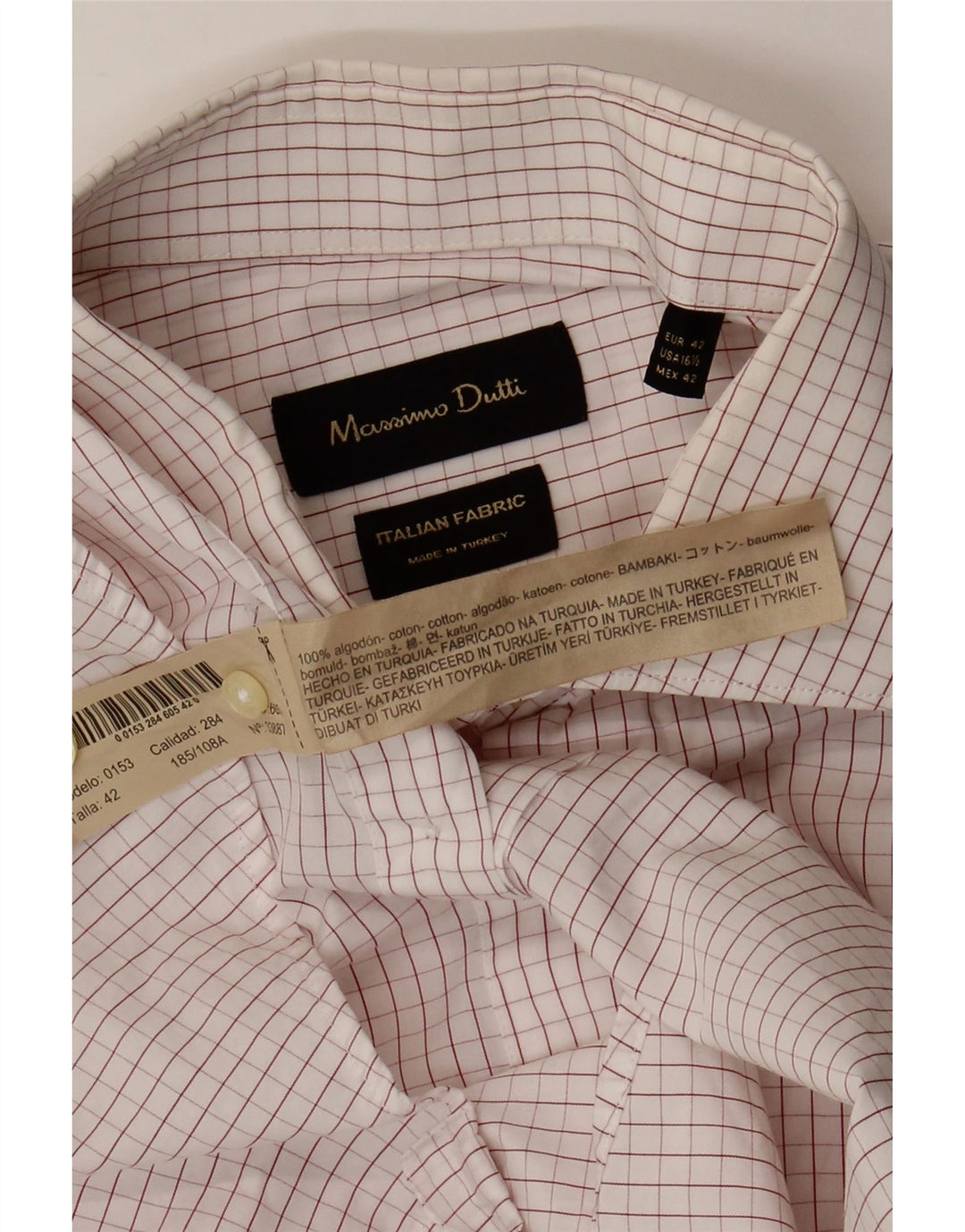 Мужская рубашка Massimo Dutti EU 42, большая белая клетка, хлопок