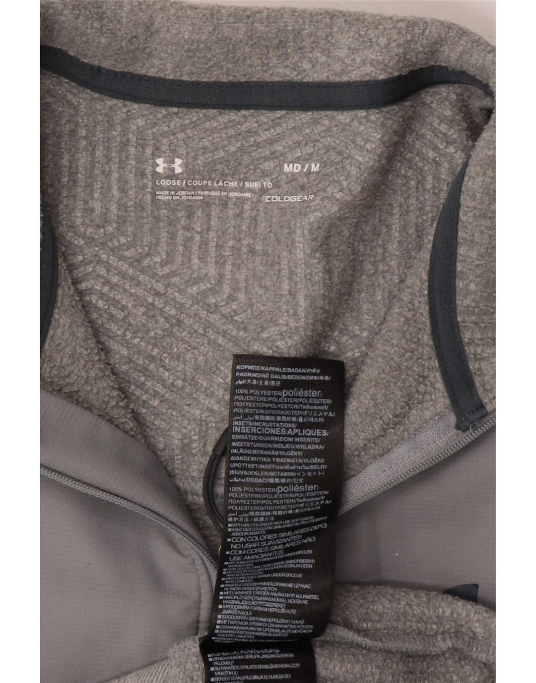 Мужской пуловер с воротником на молнии Under Armour, спортивный костюм, топ среднего серого цвета