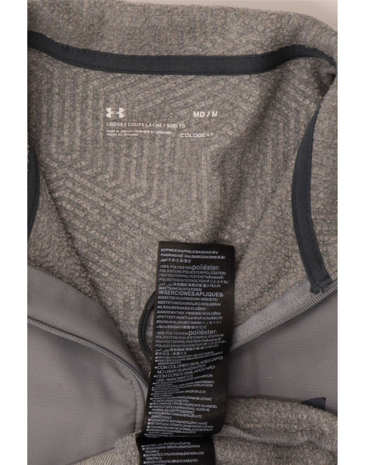 Мужской пуловер с воротником на молнии Under Armour, спортивный костюм, топ среднего серого цвета