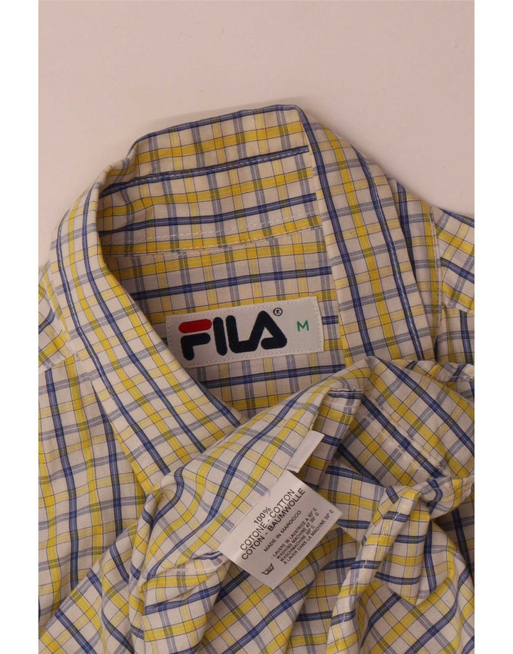 Fila Мужская рубашка с коротким рукавом, хлопковая клетка среднего желтого цвета