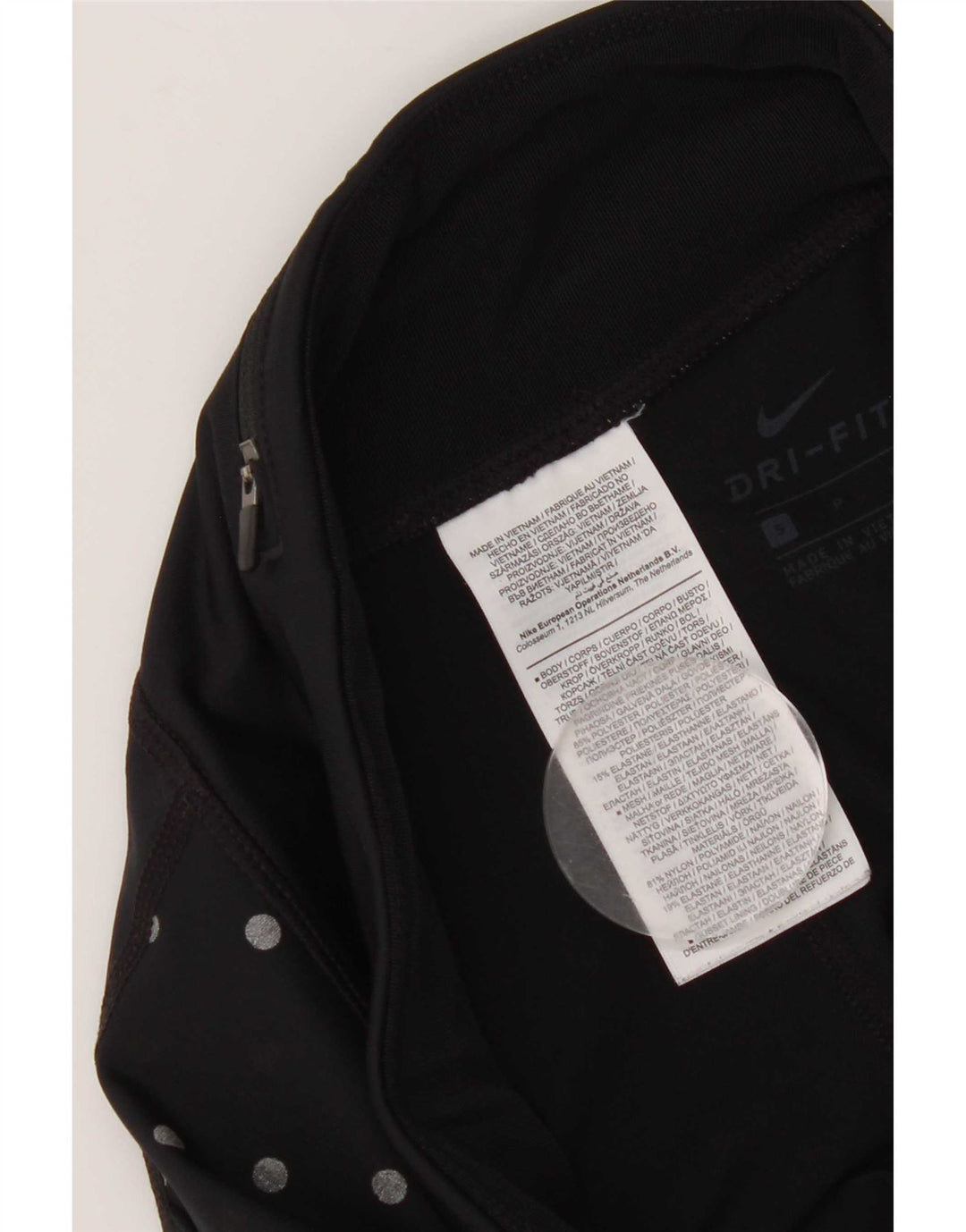 Женские леггинсы Nike Dri Fit UK 10, маленькие черные полиэстер в горошек