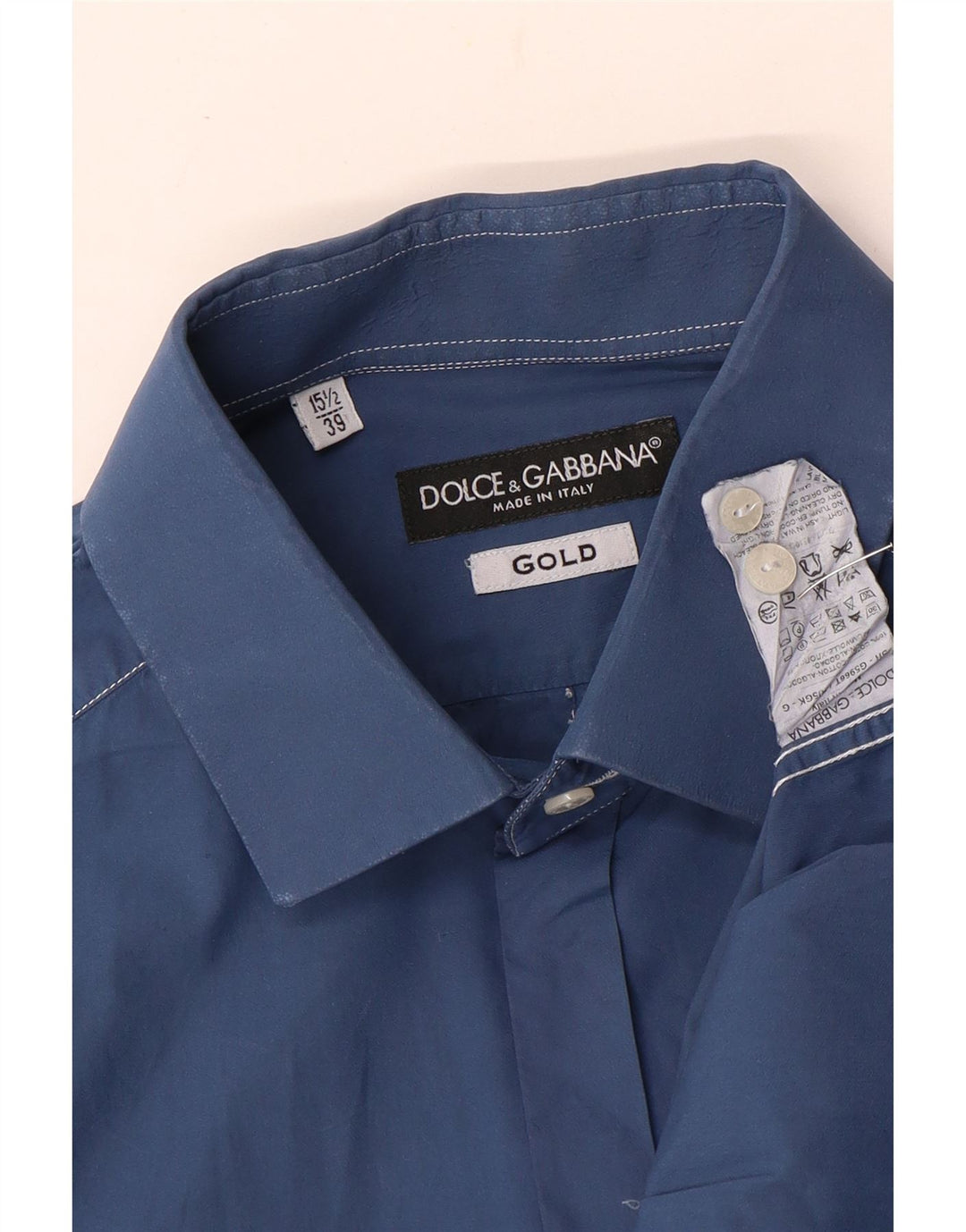 Мужская рубашка Dolce & Gabbana, размер 15 1/2 39, средний синий хлопок, размер