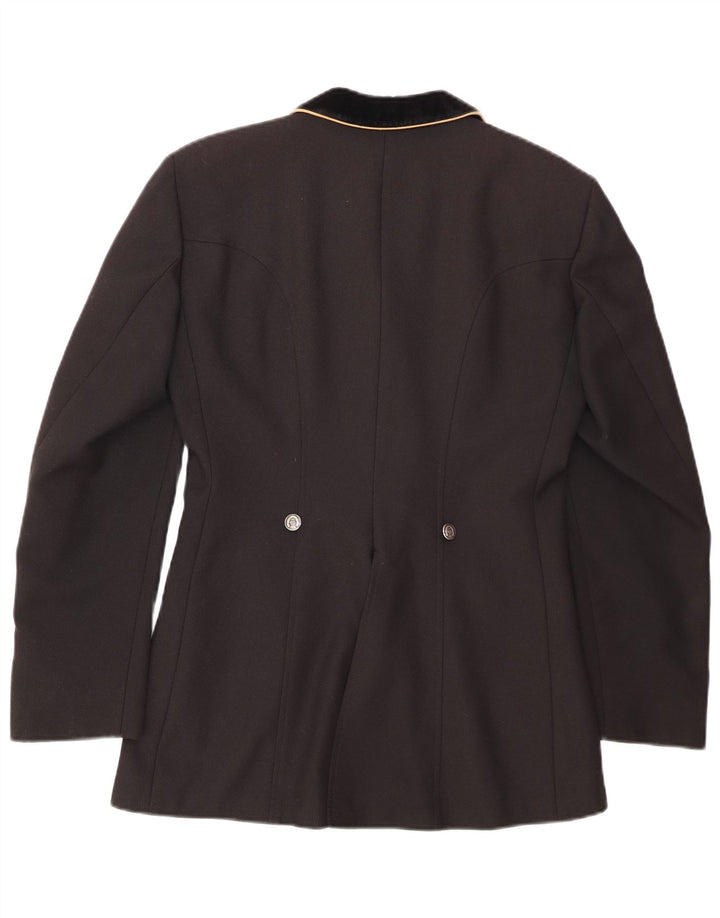 ВИНТАЖНЫЙ женский пиджак на 4 пуговицах, Великобритания 12, средний черный полиэстер