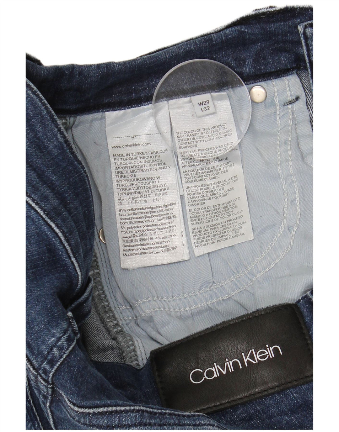 CALVIN KLEIN Womens Straight Jeans W29 L27 Blue Cotton