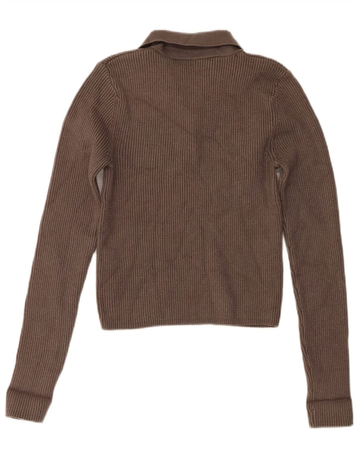 Женский джемпер с воротником поло Zara UK 12, средний серый вискоза