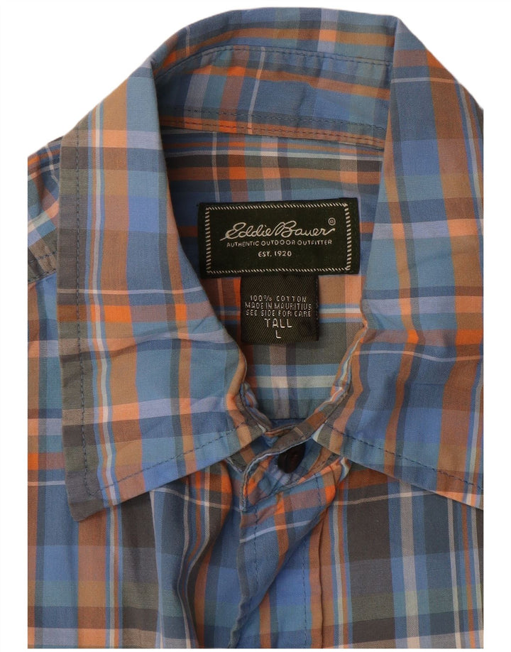 Мужская рубашка Eddie Bauer с коротким рукавом, большая синяя клетка, хлопок