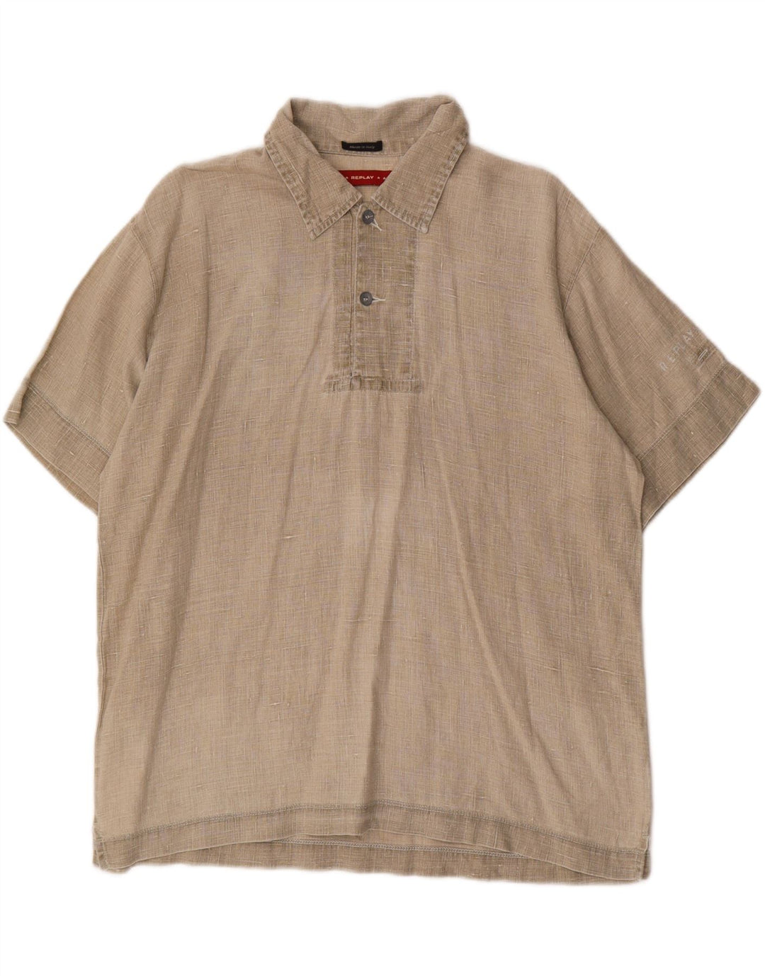 Мужская пуловерная рубашка с коротким рукавом Replay XL, бежевый лен
