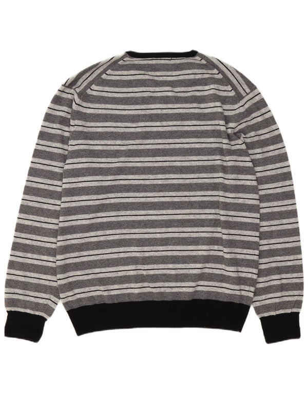 Мужской джемпер Kappa с v-образным вырезом XL, кашемировый серый полосатый свитер