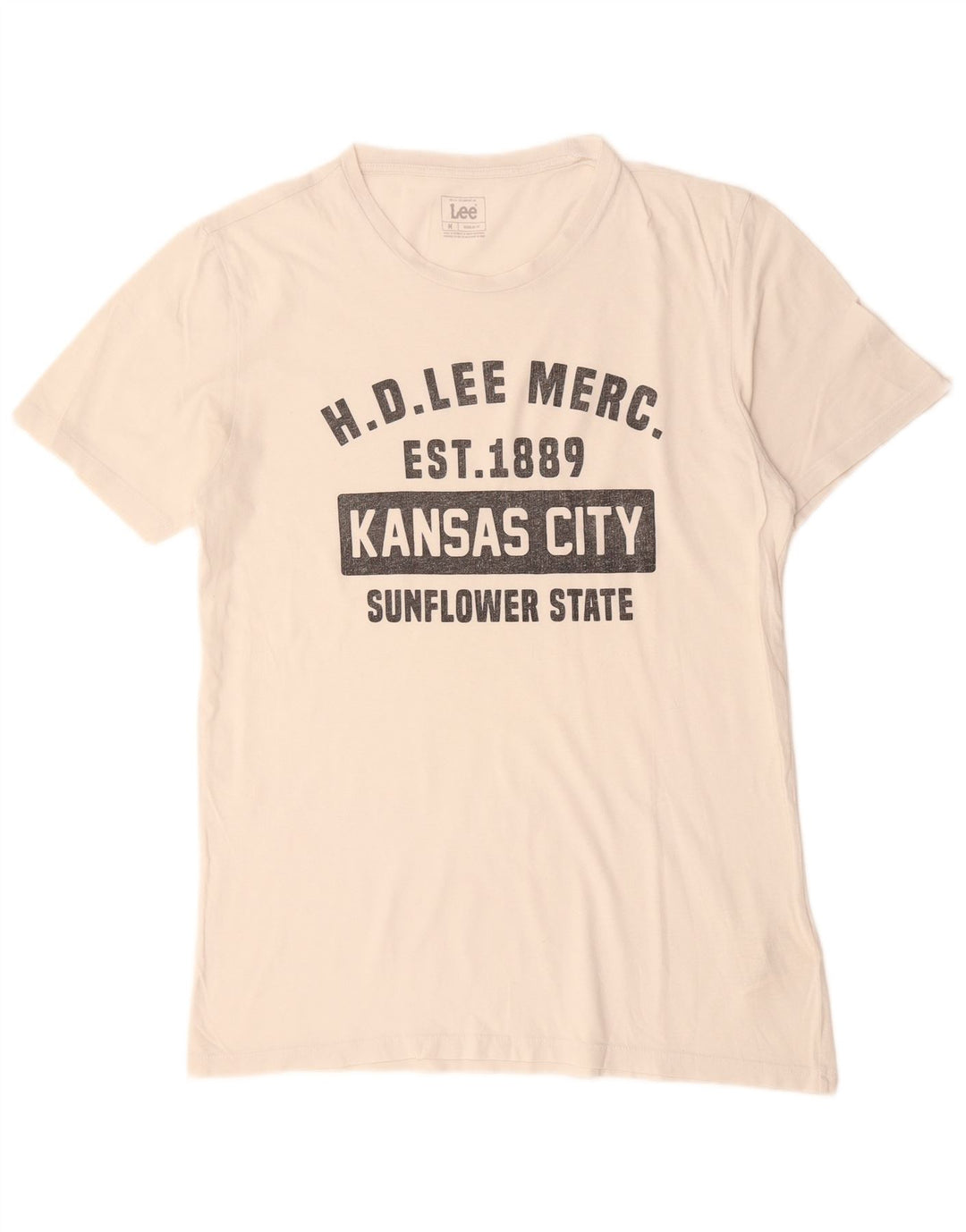 Мужская футболка LEE стандартного кроя с рисунком, топ среднего размера, белый хлопок