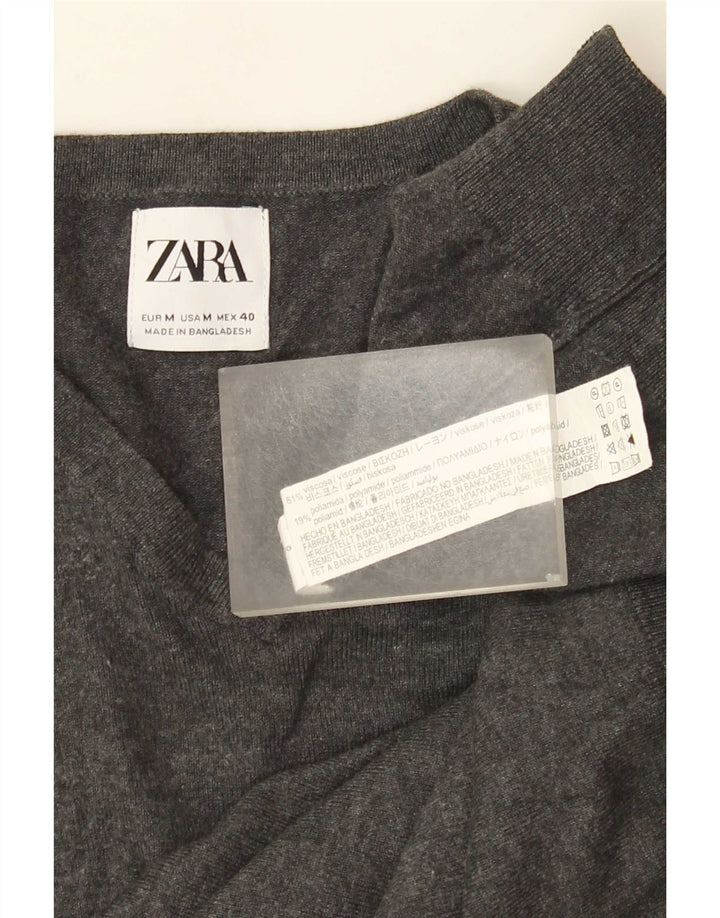 Мужской джемпер с v-образным вырезом Zara, средний серый вискозный свитер