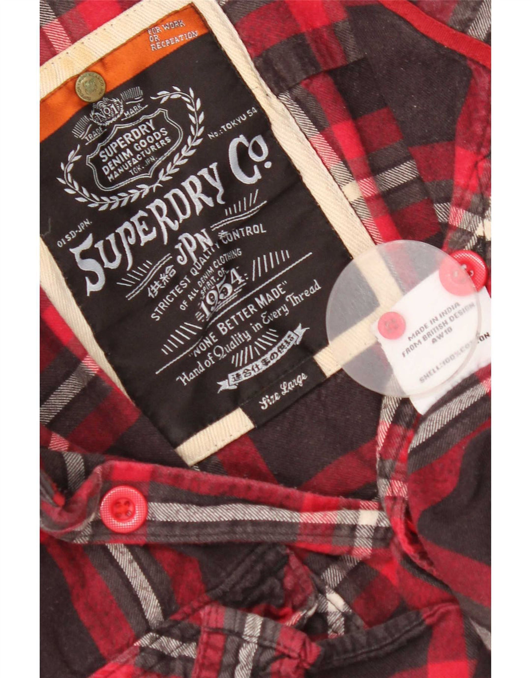 Мужская фланелевая рубашка Superdry, большая красная клетка, хлопок