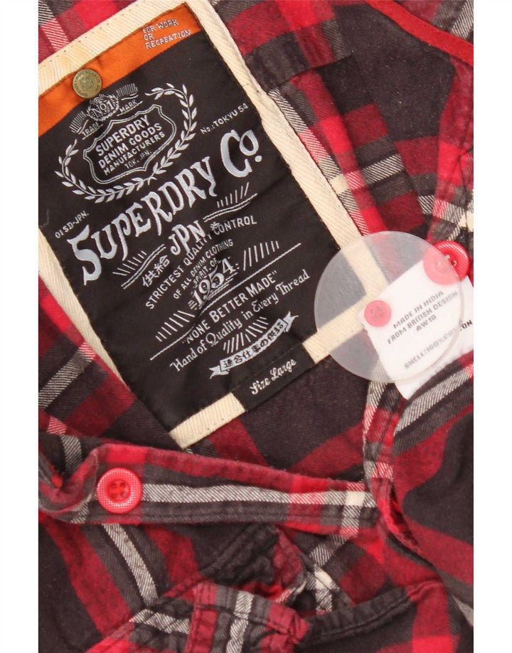 Мужская фланелевая рубашка Superdry, большая красная клетка, хлопок
