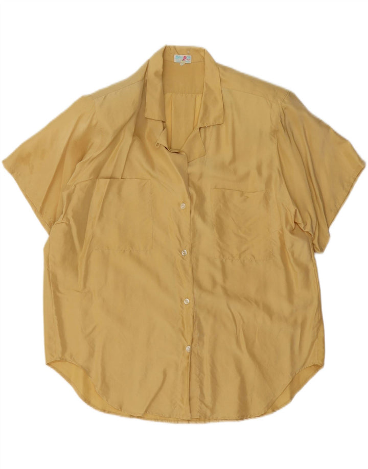 BALLOON Женская оверсайз-блузка-рубашка с коротким рукавом IT 38 XS Желтый Шелк