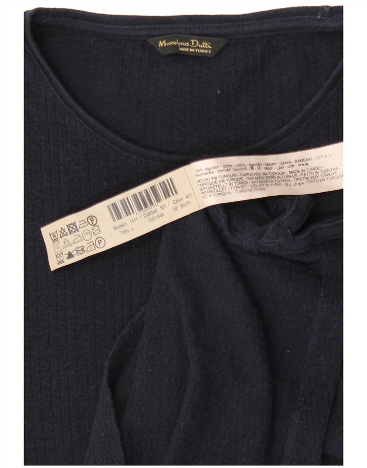 Женская футболка Massimo Dutti Top UK 14, большой темно-синий хлопок