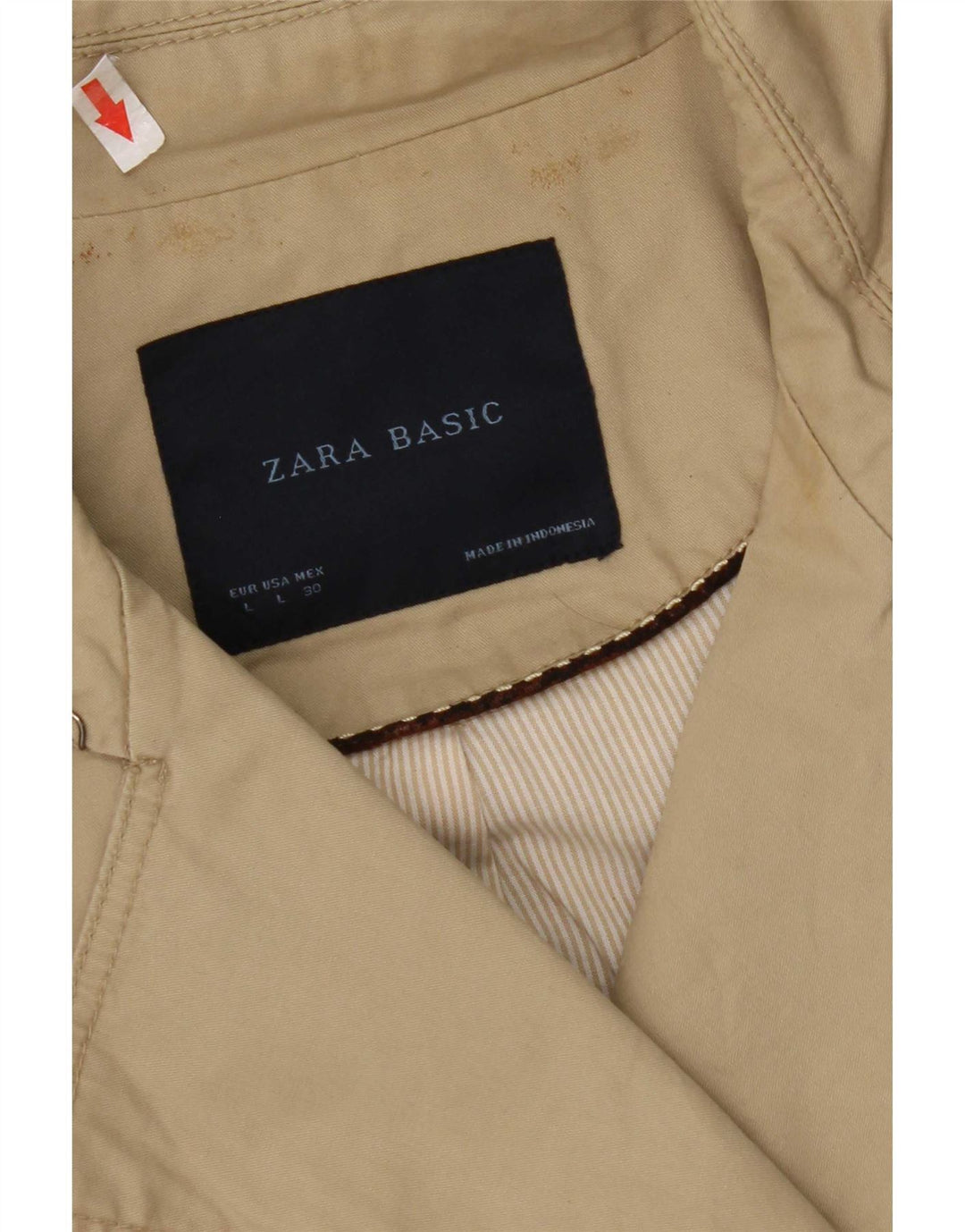 Женский тренч Zara UK 16, большой размер, бежевый хлопок