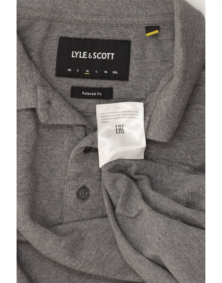 Мужская рубашка-поло свободного кроя Lyle & Scott, хлопковая рубашка с цветными блоками среднего серого цвета