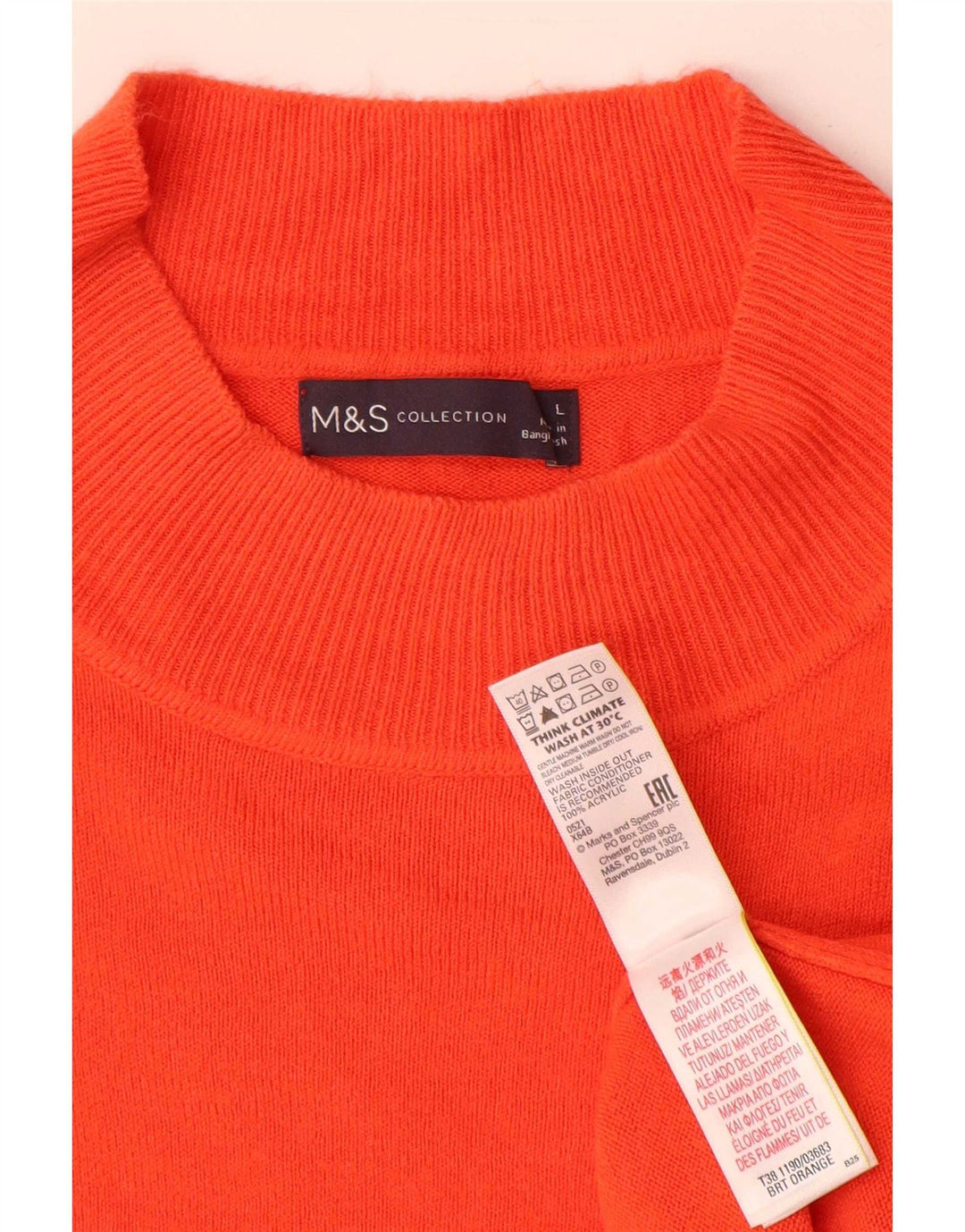 Женский джемпер с высоким воротником Marks & Spencer, Великобритания 16, большой оранжевый