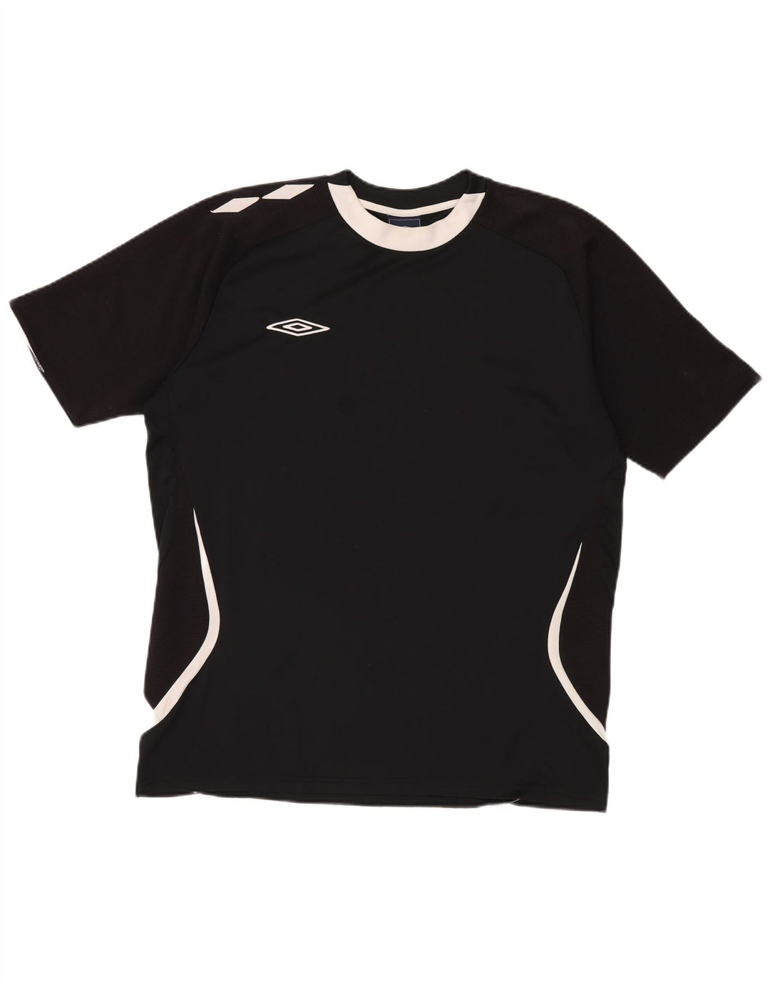 Мужская футболка с рисунком Umbro, верх XL, черная, полиэстер с цветными блоками