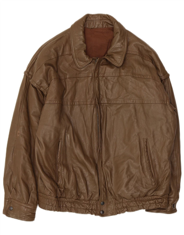 Винтажная мужская кожаная куртка UK 40, большая кожа цвета хаки