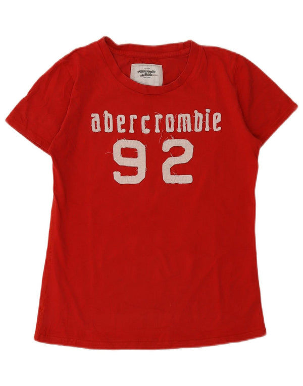 Женская футболка с рисунком Abercrombie & Fitch Top UK 12, средний красный хлопок