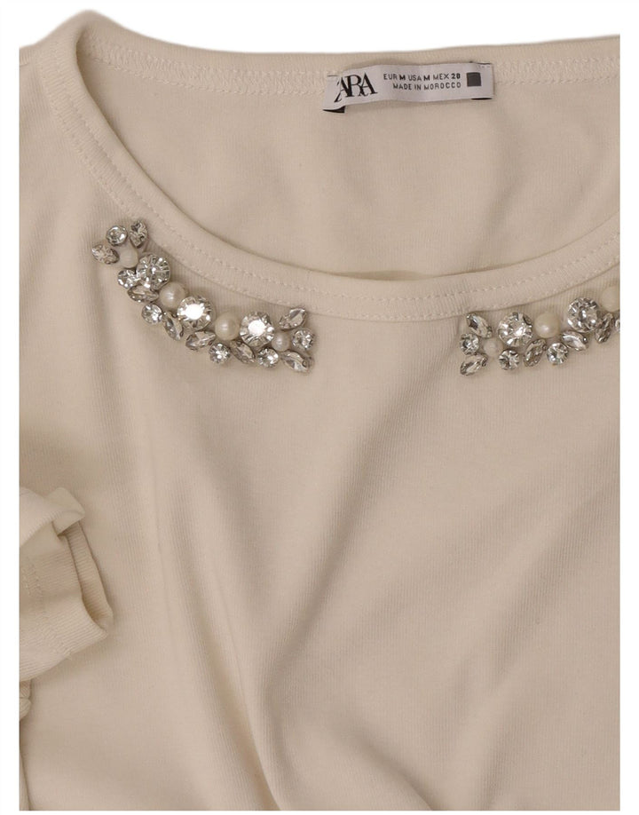 Женская футболка Zara Top UK 12 Medium White