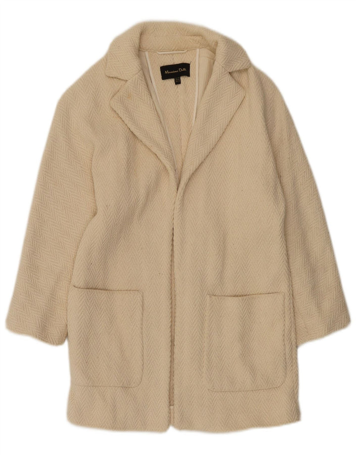 Massimo Dutti Женское открытое пальто с рукавами 3/4 UK 6 XS Off White «Елочка»