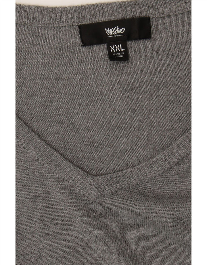 MOSSIMO Womens V-Neck Jumper Sweater UK 20 2XL Grey Nylon Vintage Mossimo and Second-Hand Mossimo from Messina Hembry 