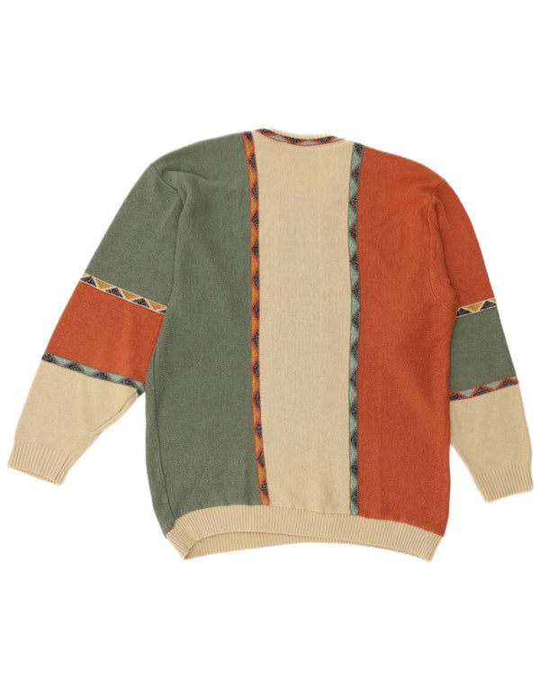 Мужской джемпер с круглым вырезом BERTO LUCCI, большой разноцветный геометрический узор