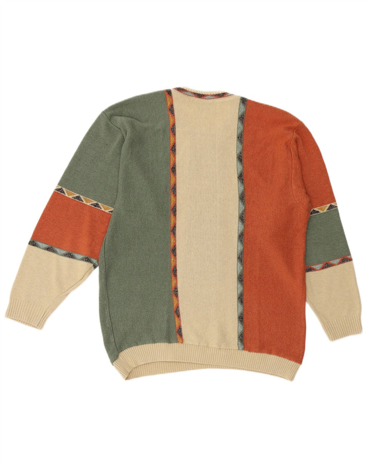 Мужской джемпер с круглым вырезом BERTO LUCCI, большой разноцветный геометрический узор