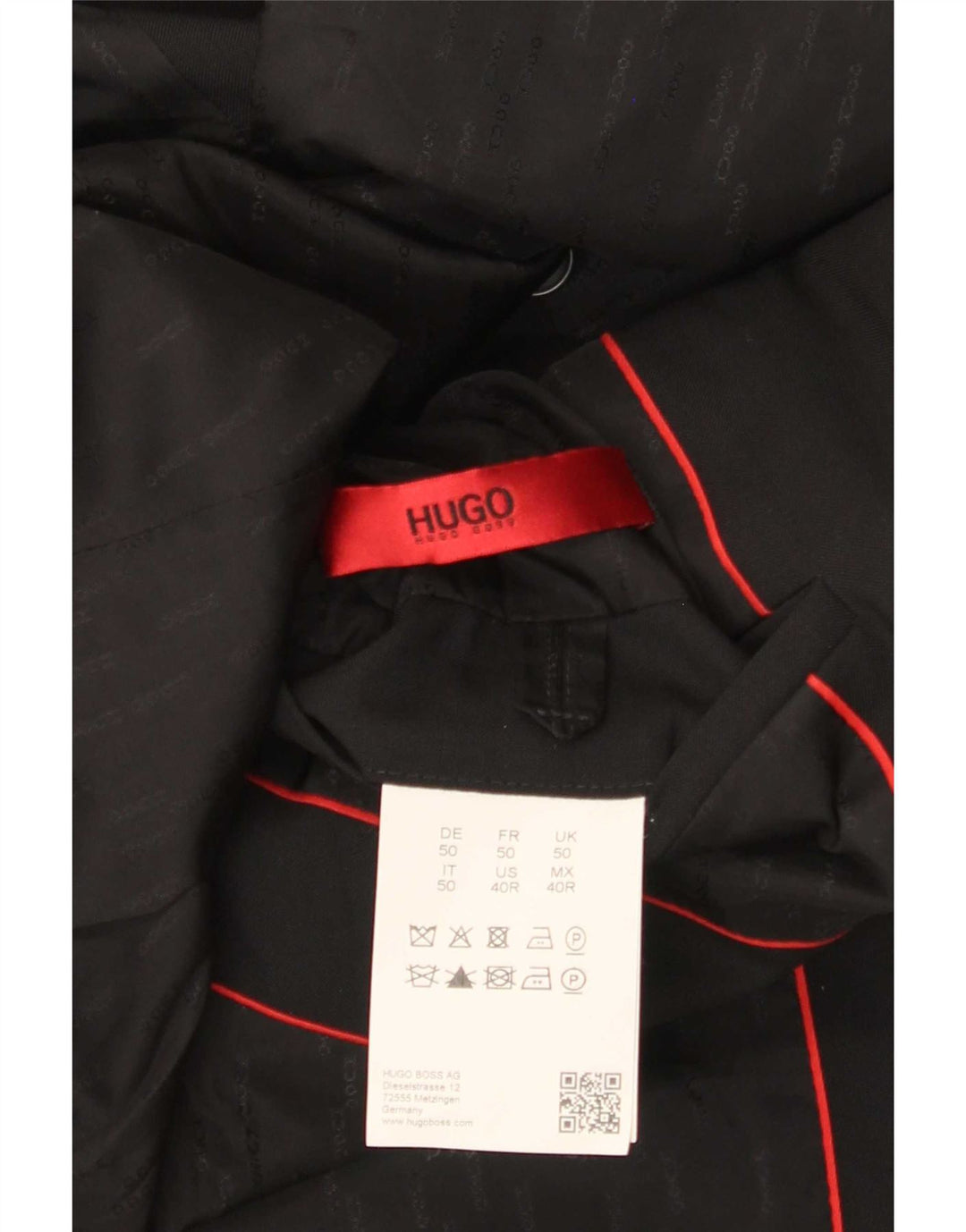 Мужской пиджак Hugo Boss с 2 пуговицами, EU 50, большой, черный, шерстяной