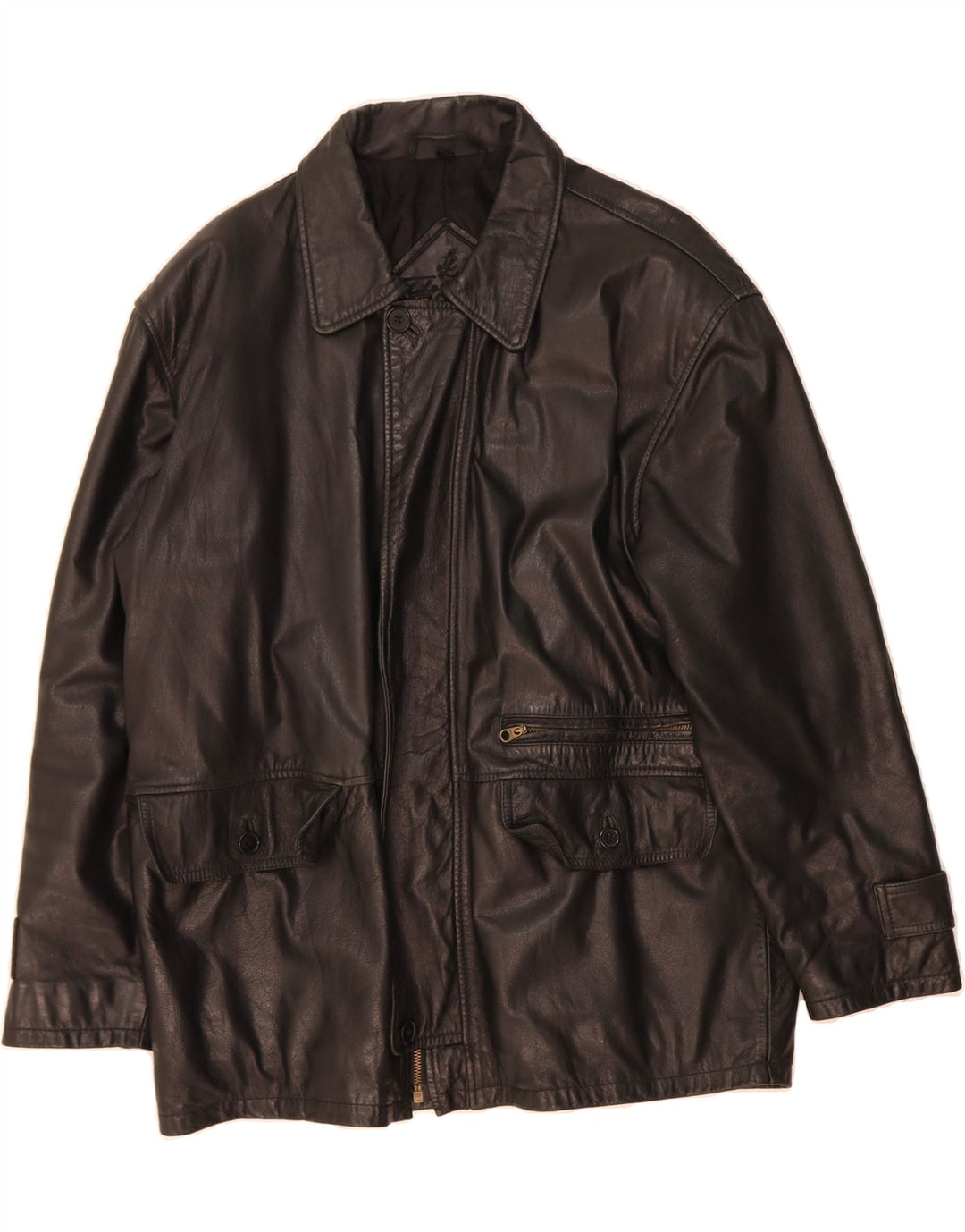 L.LAMBERTAZZI Mens Leather Jacket UK 40 Large Black Vintage L.Lambertazzi and Second-Hand L.Lambertazzi from Messina Hembry 