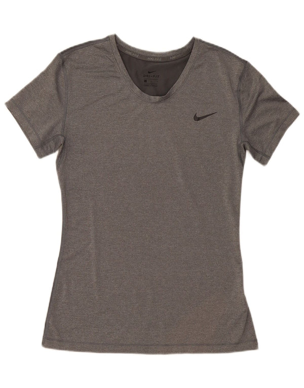 Женская футболка Nike Dri Fit Top UK 14, большой серый полиэстер