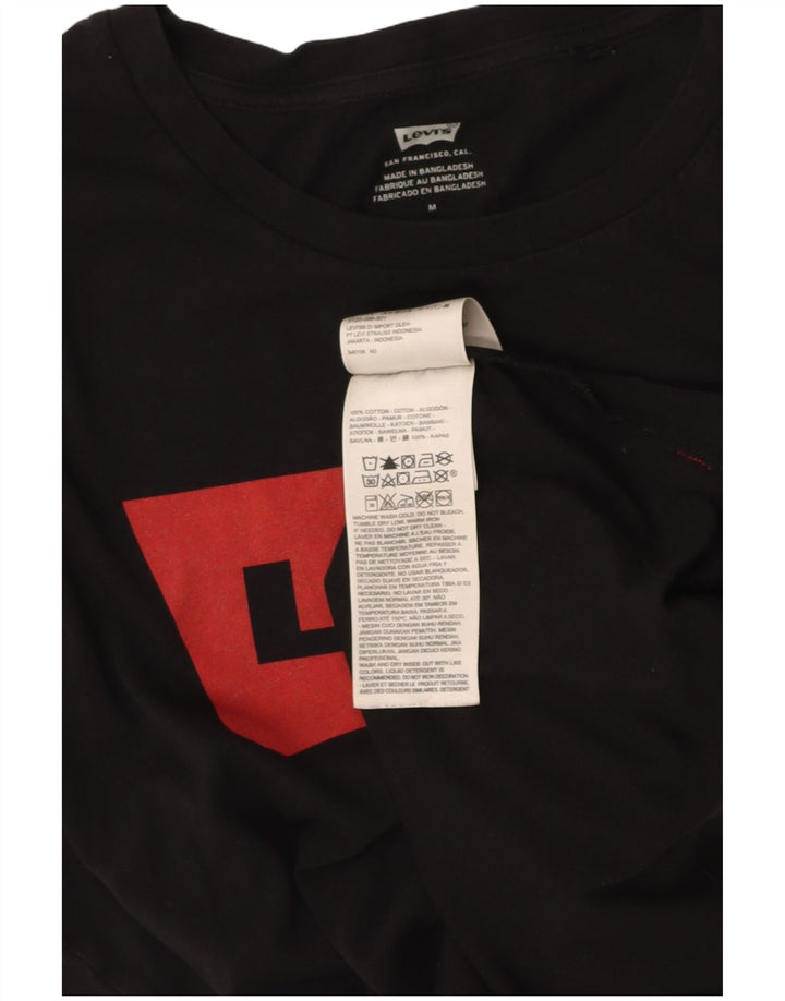 LEVI'S Womens Graphic T-Shirt Top UK 14 Medium Black Cotton