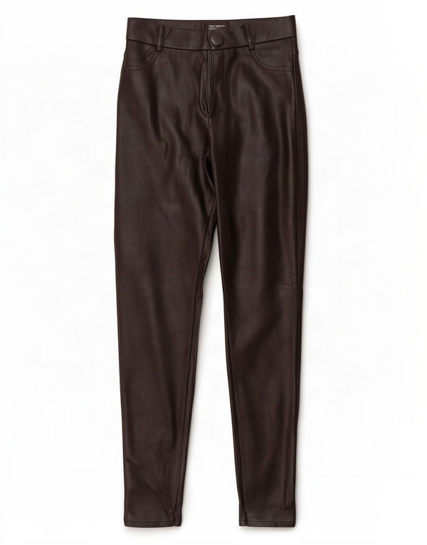 Zara Womens Trafaluc Faux Leather Leggings UK 14 Medium Black Polyurethane