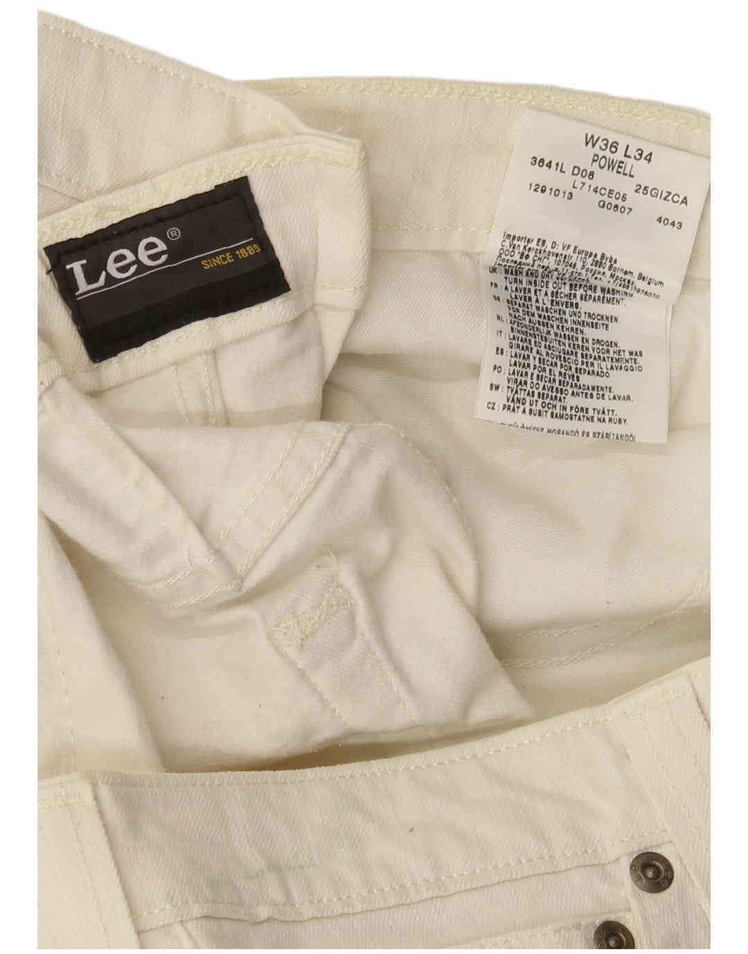 Женские джинсы Lee Powell W36 L33, белый хлопок